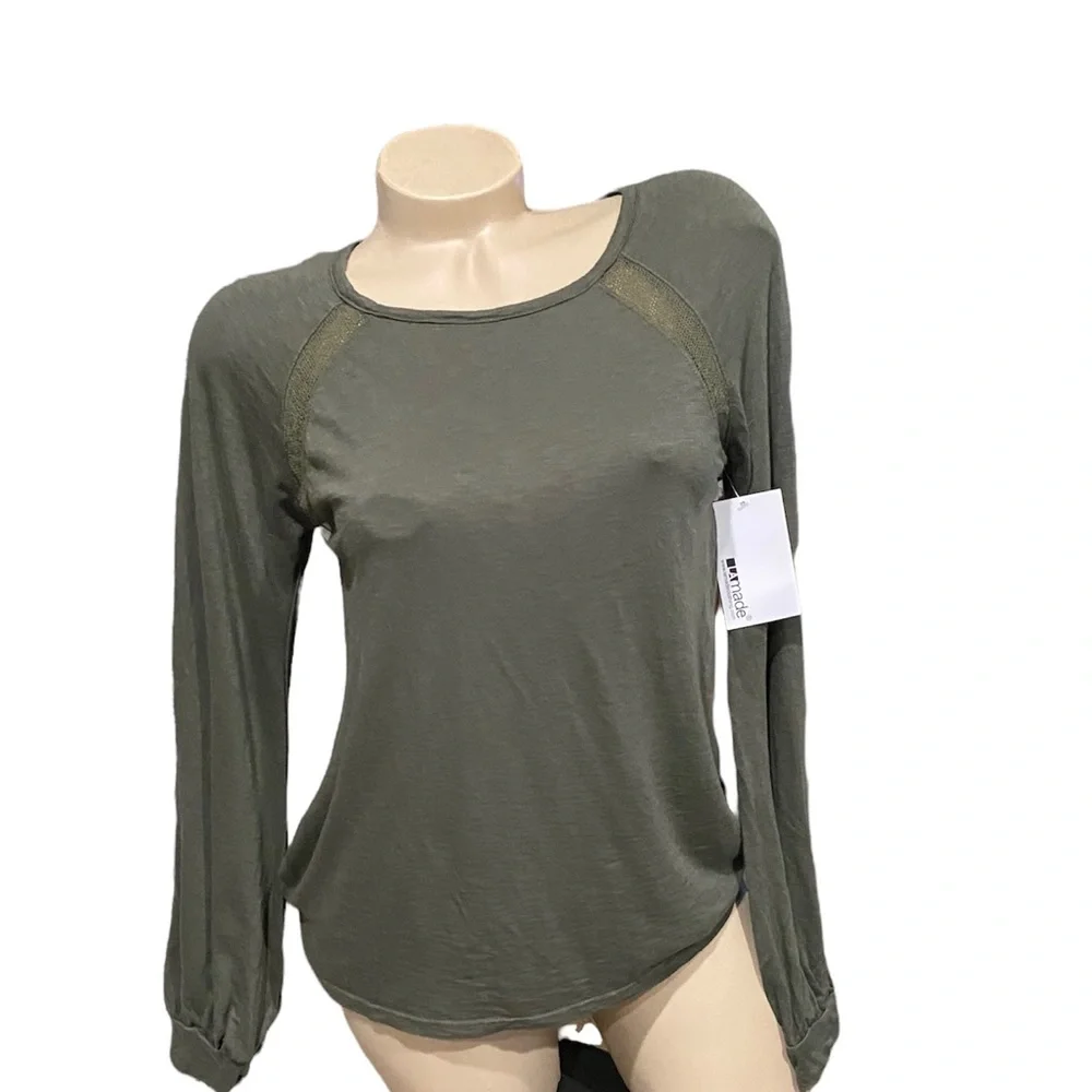 LAmade Olive Green long Sleeve Top Small NWT New - Picture 1 of 3